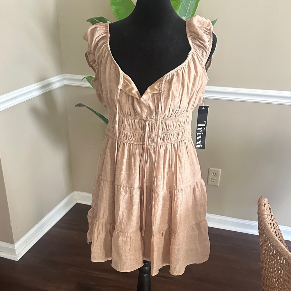 Ruffled Tan Dress